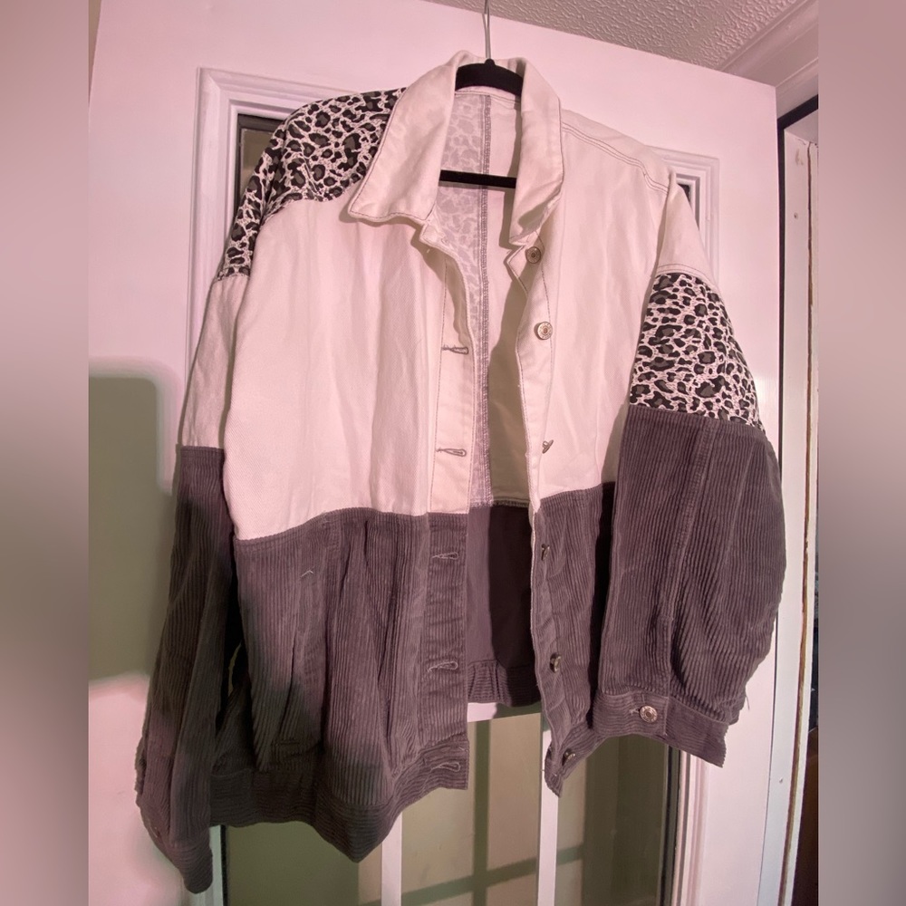 Black/Gray Animal Print Jean Jacket